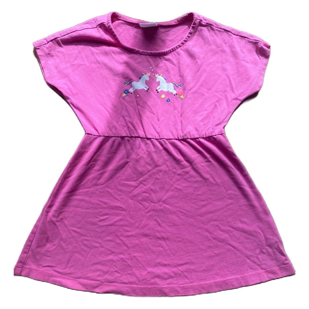 Hanna Andersson Girl's Dress Size 3T / 90 cm Pink With Unicorns 100% Cotton